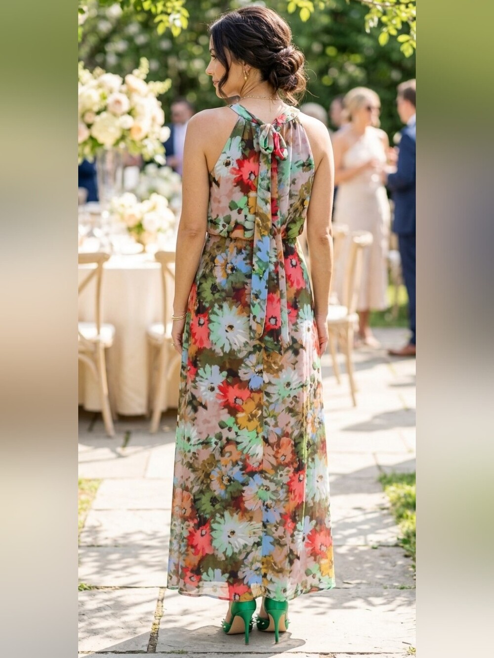 NWOT💐Just.Taylor MAXI Green/Brown Floral Dress